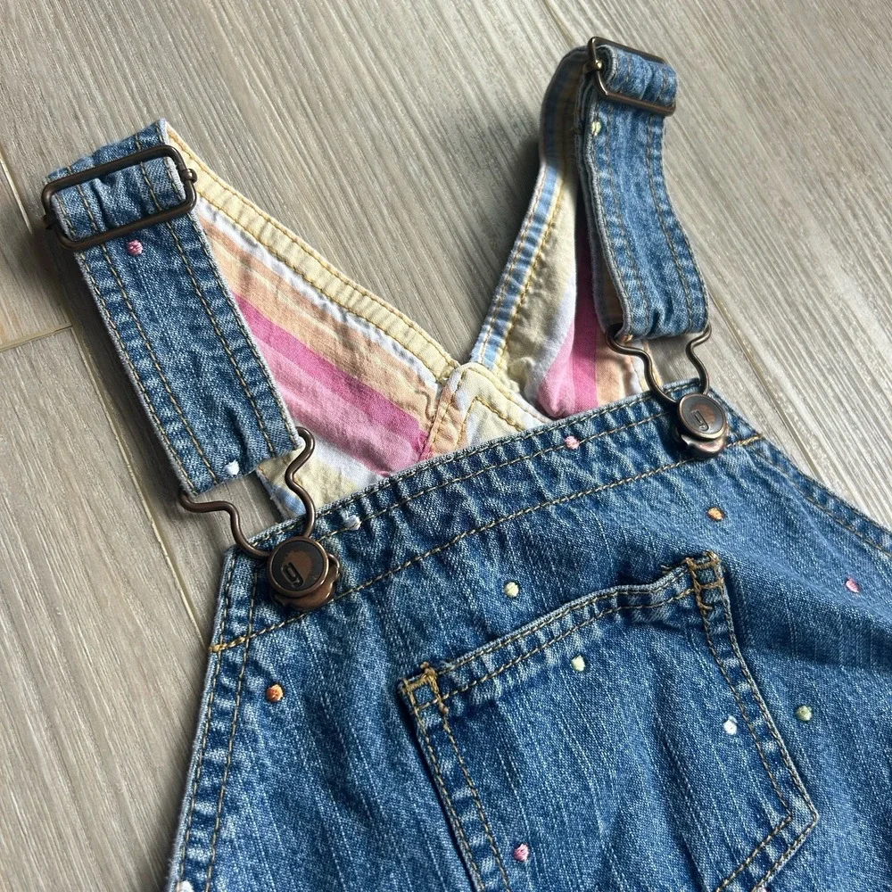 VTG‎ Gymboree 2002 Polka Dot  Denim Shortalls Girls Size XL (6yrs)